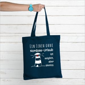 Baumwolltasche Navy Spruch Nordsee Küstenglück neu