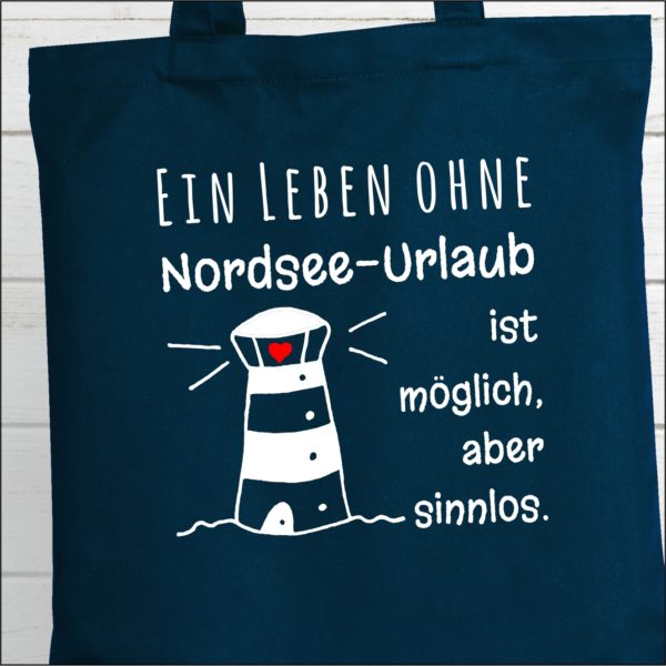 Baumwolltasche Navy Spruch Nordsee Küstenglück