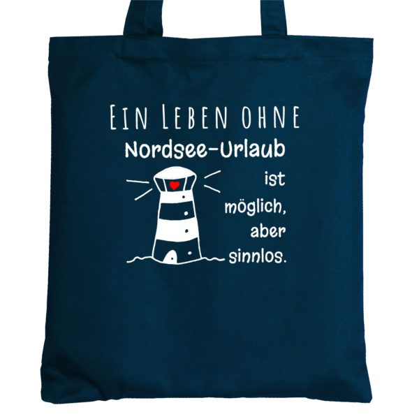 Tasche Baumwolle Blau Spruch Meer Nordsee Urlaub Kuestenglueck Frei