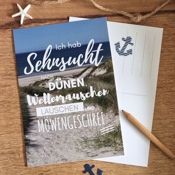 Meer Sprüche Postkarte Kuestenglueck Sehnsucht Nach Meer