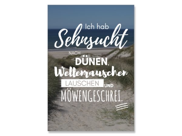 Postkarte XL Spruch Sehnsucht Küstenglück