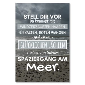 Postkarte XL Spruch Spaziergang am Meer Küstenglück