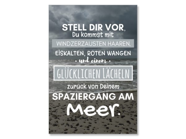 Postkarte XL Spruch Spaziergang am Meer Küstenglück