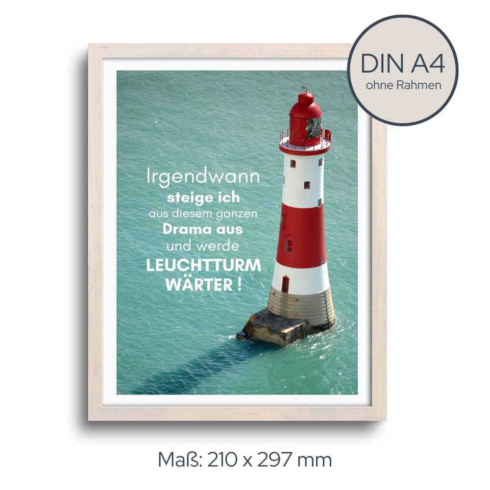 Leuchtturmwärter Poster mit Spruch I KÜSTENGLÜCK
