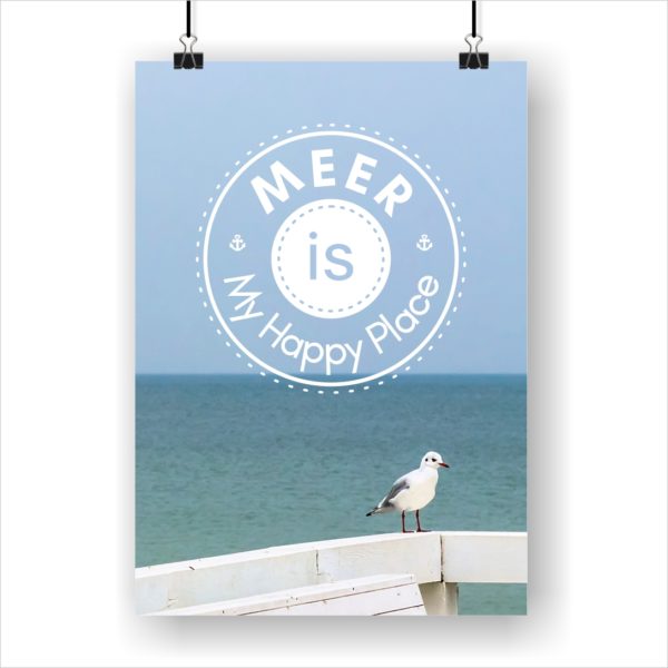 Meer Sprüche Poster Strand Meer Happy Place Küstenglück