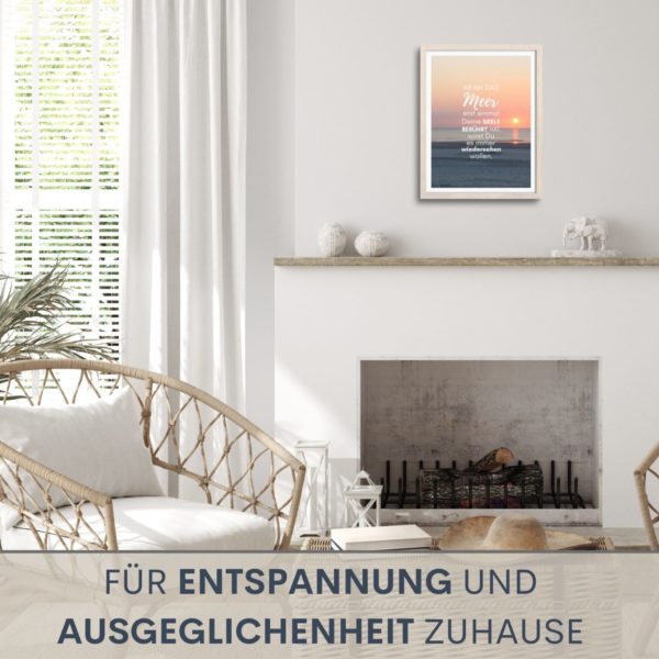 Poster Meer Spruch Sonnenuntergang Urlaub Kuestenglueck3
