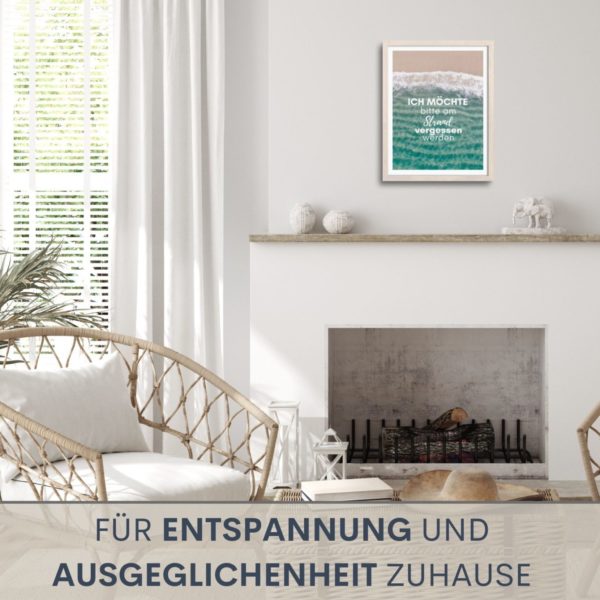 Poster Spruch Strand Vergessen Meer Kuestenglueck3