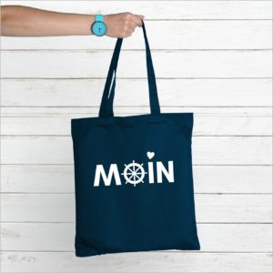 Strandtasche Hellblau Spruch MOIN Küstenglück