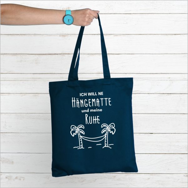 Strandtasche Navy Spruch Hängematte Küstenglück