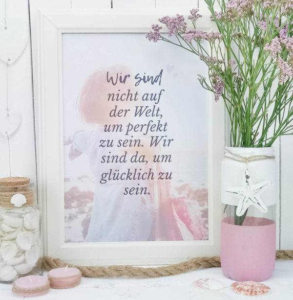 Meer Sprüche Poster Strand Glücklich sein Küstenglück