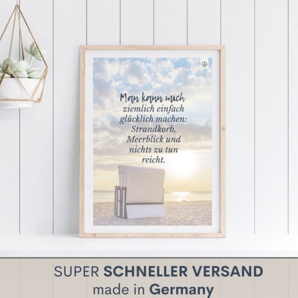 Poster Strandkorb Glück Spruch Meer Kuestenglueck4