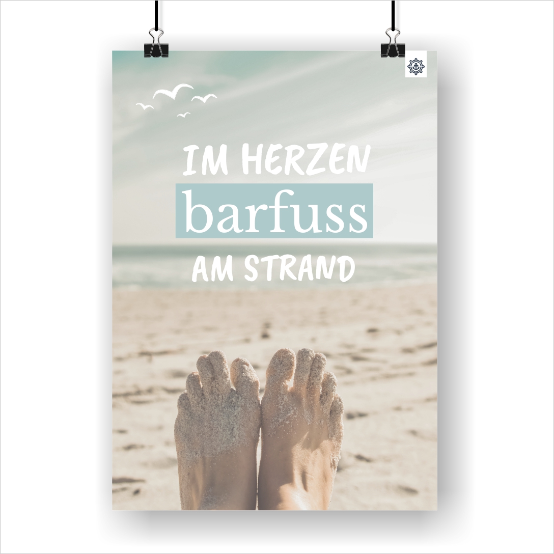 BARFUSS AM STRAND Poster KÜSTENGLÜCK®