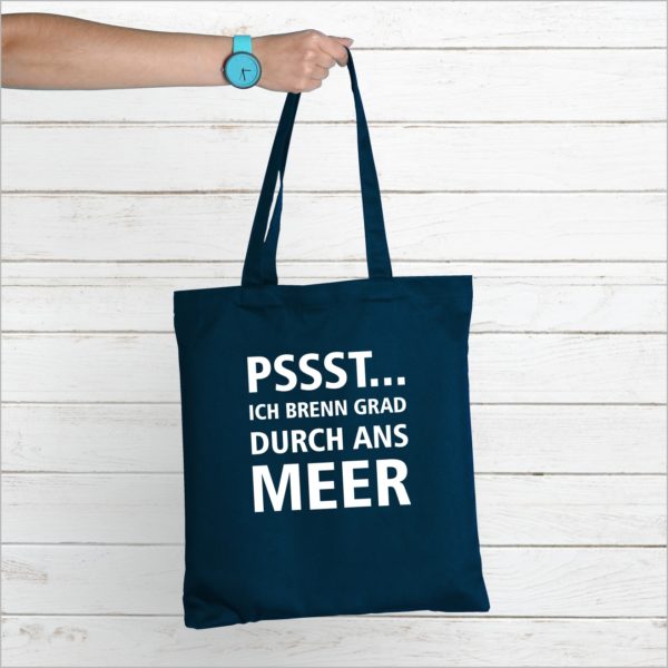 Baumwolltasche Navy Spruch Durchbrennen Küstenglück