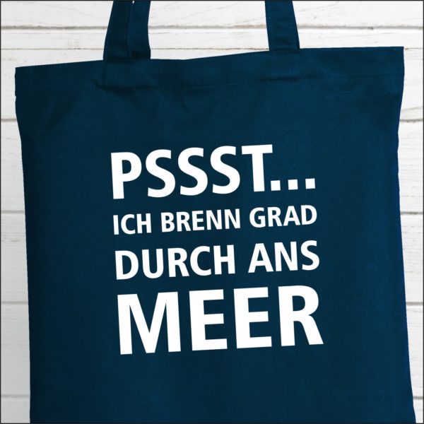 Baumwolltasche Navy Spruch Durchbrennen Küstenglück