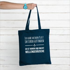 Baumwolltasche Navy Spruch Platz im Leben Küstenglück