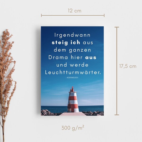 Meer Spruch Postkarte Leuchtturm Kuestenglueck2