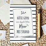 Meer Spruch Postkarte Doppelte Portion Meer Gestreift Blau Weiß Kuestenglueck5