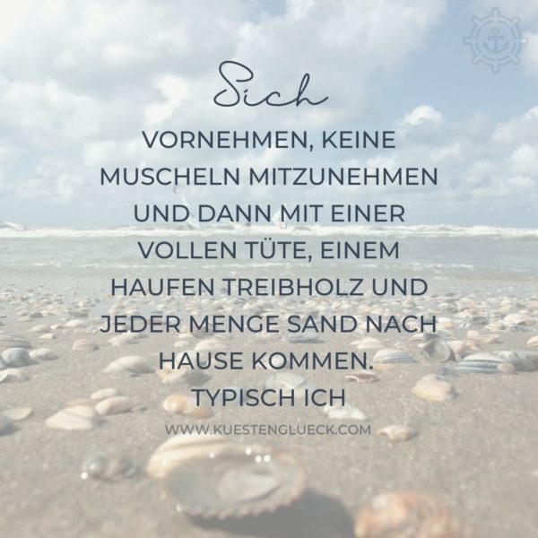 Sich vornehmen, keine Muscheln mitzunehmen und dann mit einer vollen