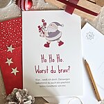 Postkarte Ho Ho Ho Weihnachten Grußkarte Rot 2 Kuestenglueck