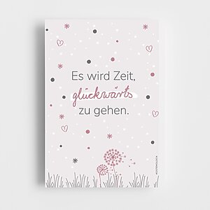 Postkarte Glueckwaerts Spruch Geburtstag Rosa, Grau Kuestenglueck