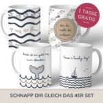 4er Set Tasse Maritim Meer Kuestenglueck Für Einzelbilder