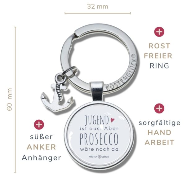 Schlüsselanhänger Geschenk Für Freundin Geburtstag Prosecco Kuestenglueck Button