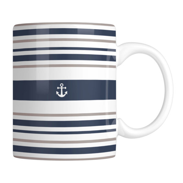 Tasse Maritim Streifen Anker Kuestenglueck