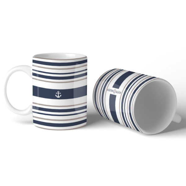 Tasse Maritim Streifen Anker Kuestenglueck Duo1