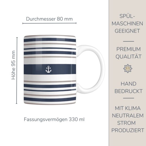 Tasse Maritim Streifen Anker Kuestenglueck Info
