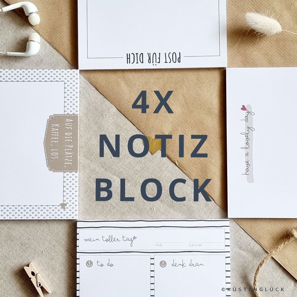 Notizblock A5 I 4er Set Toller Tag I 50 Blatt I Kuestenglueck Neu