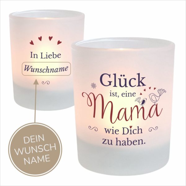 Personalisiertes Kerzenglas Muttertag Mit Wunschnamen Mama GlÜck, Geschenk, Geburtstag KÜstenglÜck