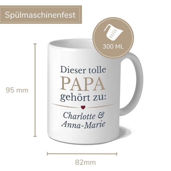 Personalisierte Tasse Vatertag Mit Wunschnamen Toller Papa, Geschenk, Geburtstag KÜstenglÜck Maße
