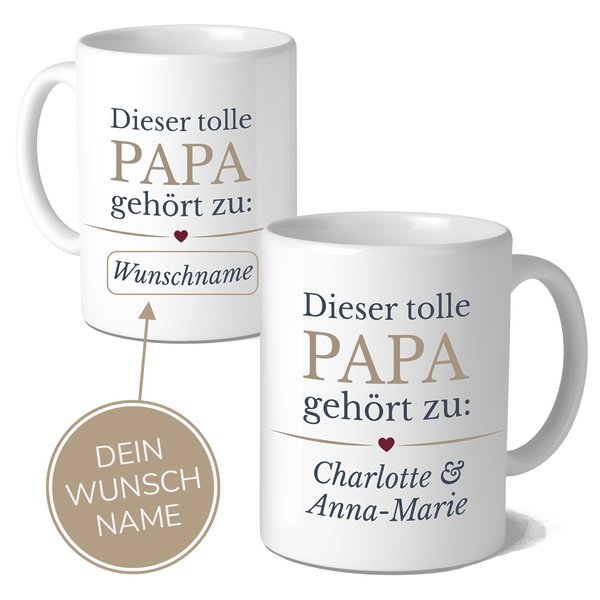 Personalisierte Tasse Vatertag Mit Wunschnamen Toller Papa, Geschenk, Geburtstag KÜstenglÜck Button