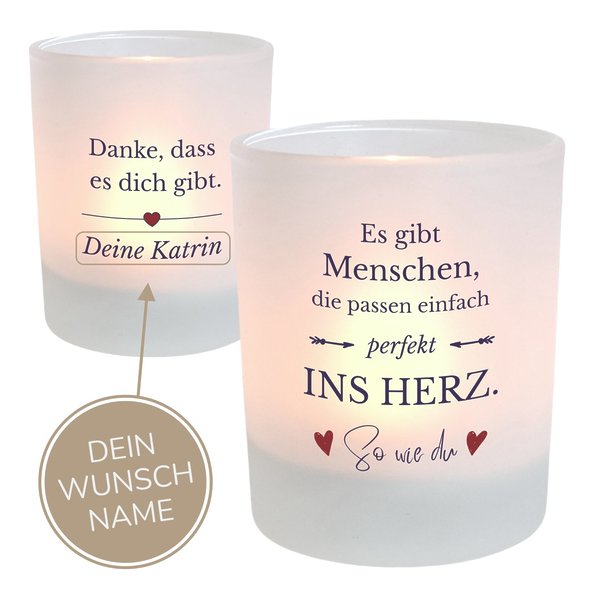 Personalisiertes Kerzenglas Mit Spruch Perfekt Ins Herz, Geschenkidee, Geburtstag KÜstenglÜck Button