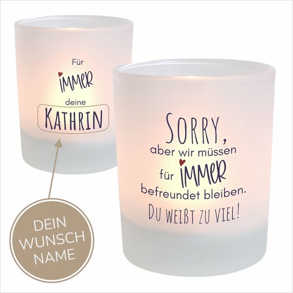 Personalisiertes Kerzenglas Mit Spruch Für Immer Befreundet, Geschenkidee, Geburtstag KÜstenglÜck Button