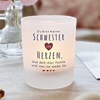 Kerzenglas Mit Spruch Schwester Im Herzen, Geschenkidee, Geburtstag Kuestenglueck