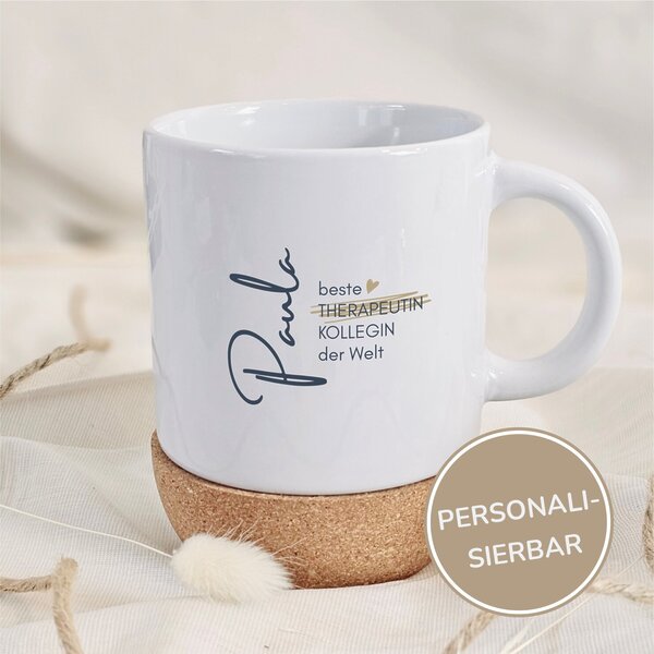 Personalisierte Tasse Kork Beste Kollegin, Geschenk, Geburtstag