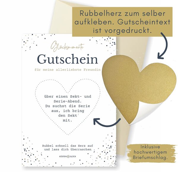 Rubbel Gutscheinkarte Beste Freundin Weiß Blau Gold Kuestenglueck3