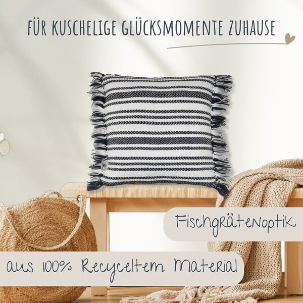 Gestreiftes Kissen Blau Weiß Landhausstil Kuestenglueck Dekokissen Zierkissen 2