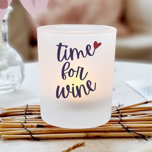 Windlicht Wine Time Kuestenglueck Ideal als Geschenk für Weinliebhaber zum Geburtstag oder Mädelsabend