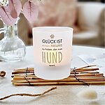 Kuestenglueck Windlicht Hundeglück – beidseitig bedruckt mit dem wunderschönen Spruch: Glück ist einen Freund zu haben, den man Hund nennt. – Ideales Geschenk für Hundebesitzer, Hundemamas und Hundepapas Teelichthalter aus Glas