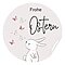 Oster Aufkleber Hase Rosa Weiß Frohe Ostern Sticker Geschenkaufkleber Kuestenglueck