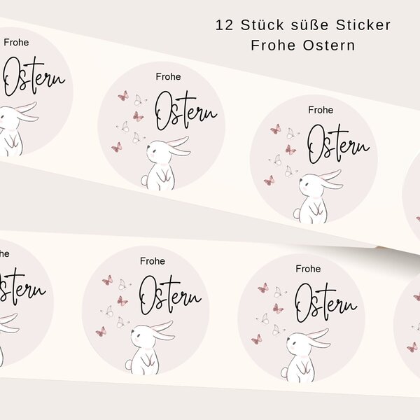 Oster Aufkleber Hase Rosa Weiß Frohe Ostern Sticker Geschenkaufkleber Kuestenglueck7