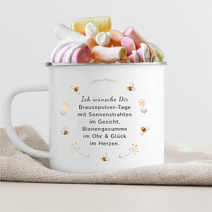 Emaille Tasse Brausepulver Geschenk Geburtstag Kuestenglueck