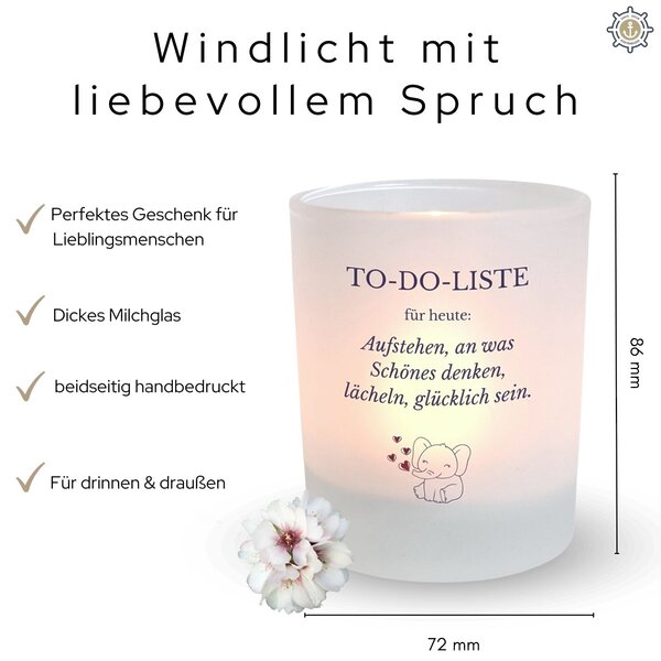 Windlicht Glas Spruch To Do Liste Geschenk Frauen Geburtstag Deko Elefant Teelichthalter Kerze Kuestenglueck