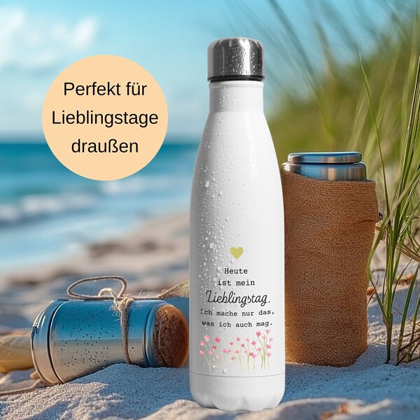 Thermosflasche Edelstahl Trinkflasche 500ml Lieblingstag Weiß 15 Kuestenglueck