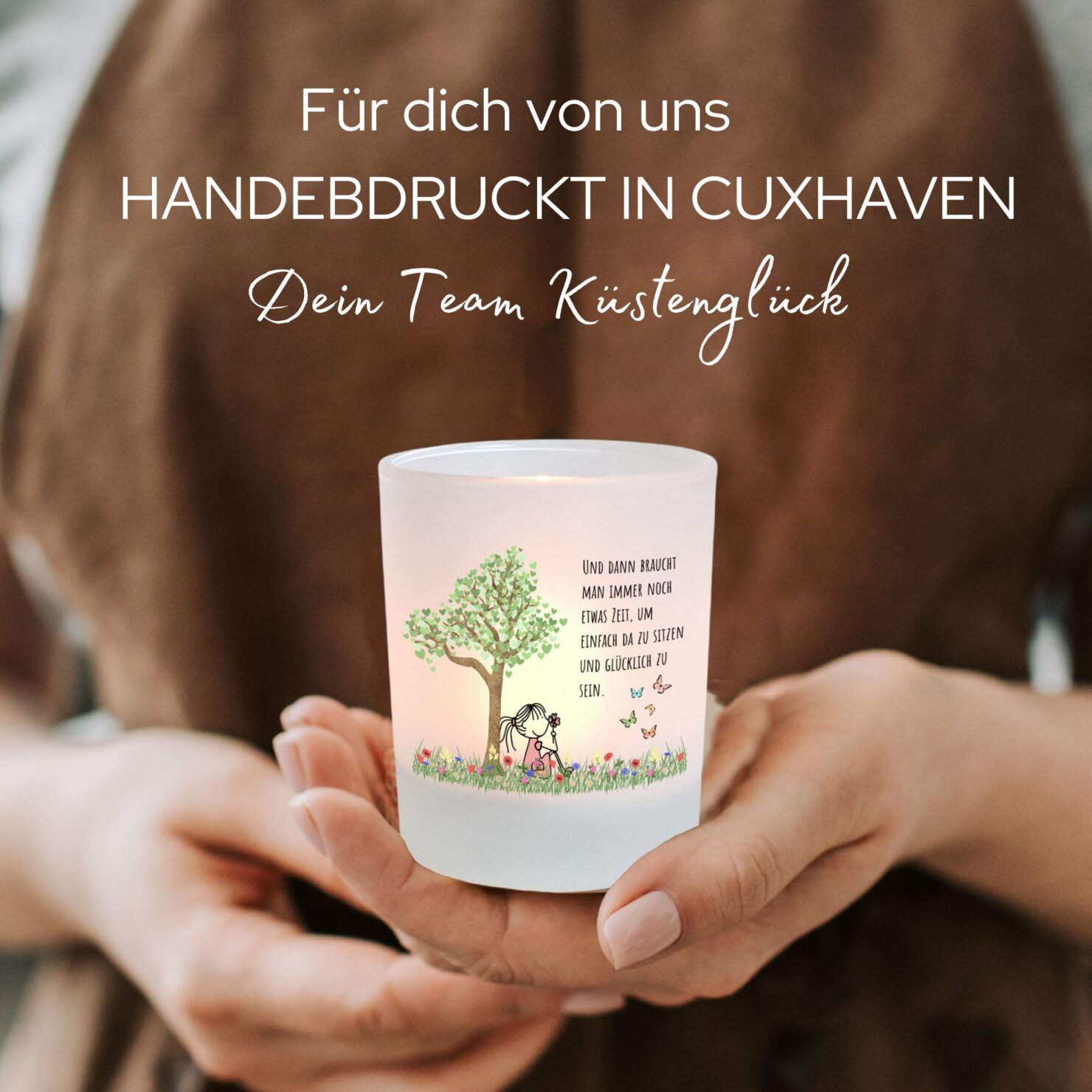 Windlicht Glücklich sein als Geschenk Geburtstag