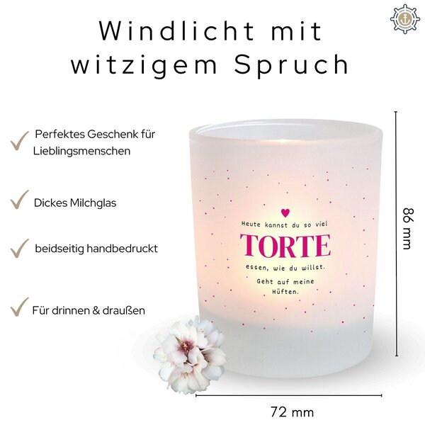 Windlicht Torte Geburtstag Lustiger Spruch Witziges Geschenk Frau Pink Kerze