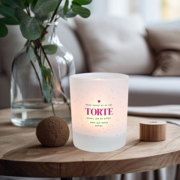 Windlicht Torte Geburtstag Lustiger Spruch Witziges Geschenk Frau Pink Kerze3