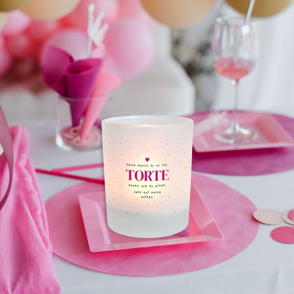 Windlicht Torte Geburtstag Lustiger Spruch Witziges Geschenk Frau Pink Kerze5